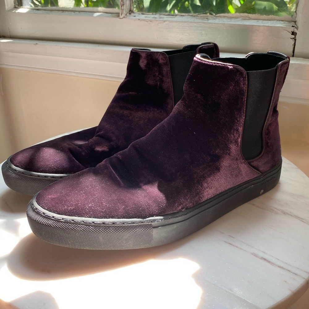 All Saints Velvet High Top Sneakers